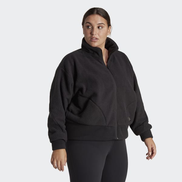 Schwarz Holidayz Sherpa Jacke – Große Größen ZQ552