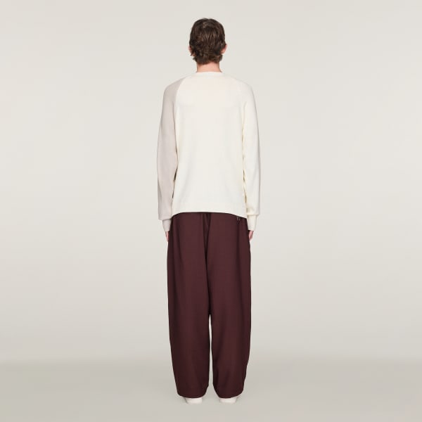 สีขาว เสื้อคอกลมผ้าถักโลโก้ Y-3