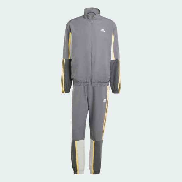 Grau Sportswear Colorblock 3-Streifen Trainingsanzug