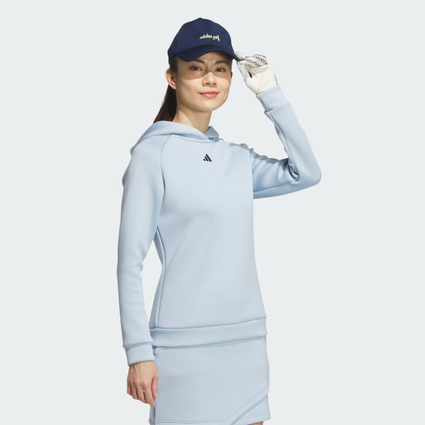 สีน้ำเงิน เสื้อฮู้ดผ้าสเปเซอร์ถักแขนยาวปั๊มลาย 3D