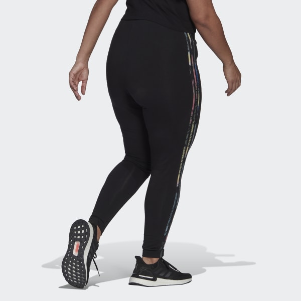 Black Essentials 3-Stripes Leggings (Plus Size) JDW82