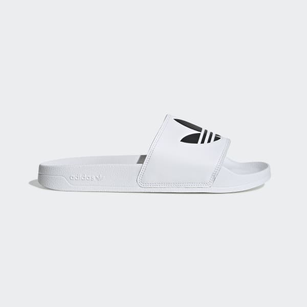 Men's adilette White and Black Trefoil 