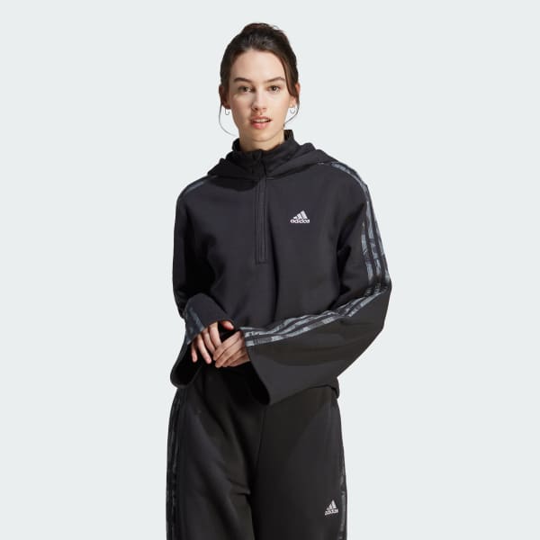 Floral Graphic 3 Stripes Fleece Hoodie