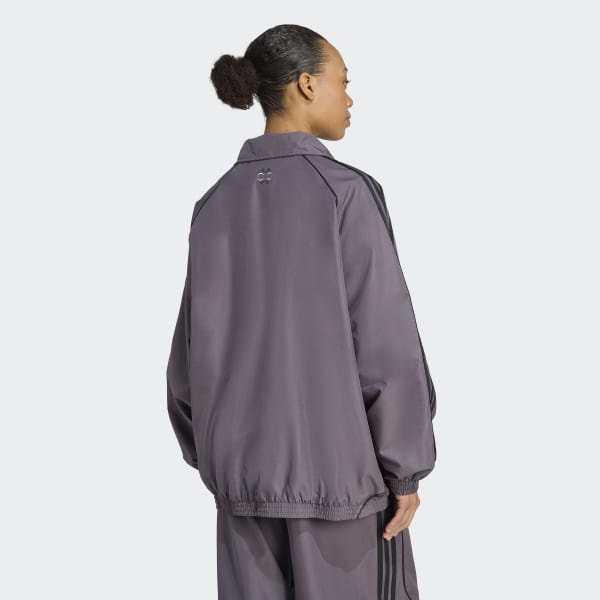 adidas Teamgeist Adicolor Oversized Woven Track Top - Grey | Free