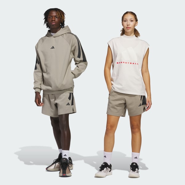 Beige adidas Basketball Spacer kønsneutrale shorts