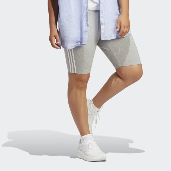 adidas Essentials 3Stripes Bike Shorts (Plus Size) Grey Women's Lifestyle adidas US
