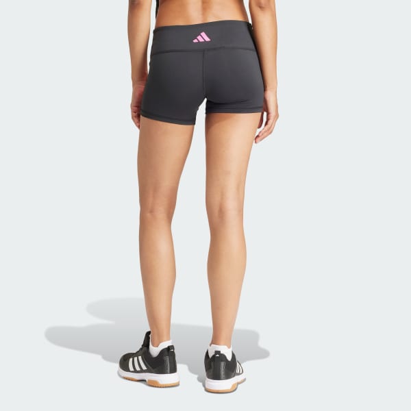 adidas Women's 3-Stripes Short Leggings, Black/Team Shock Pink, X