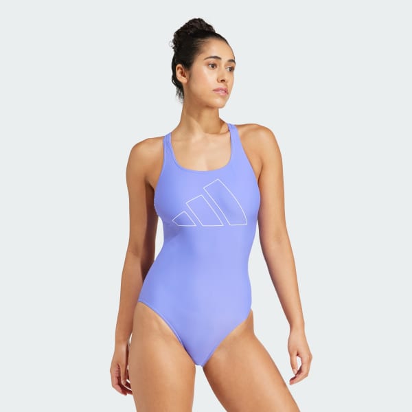 Blue Big Bars X-Back Swimsuit