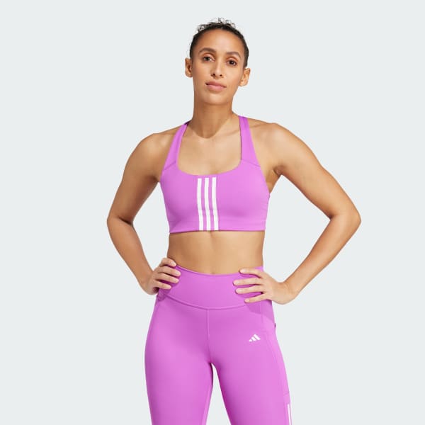 Purple Powerimpact Training Medium-Support 3-Stripes Bra