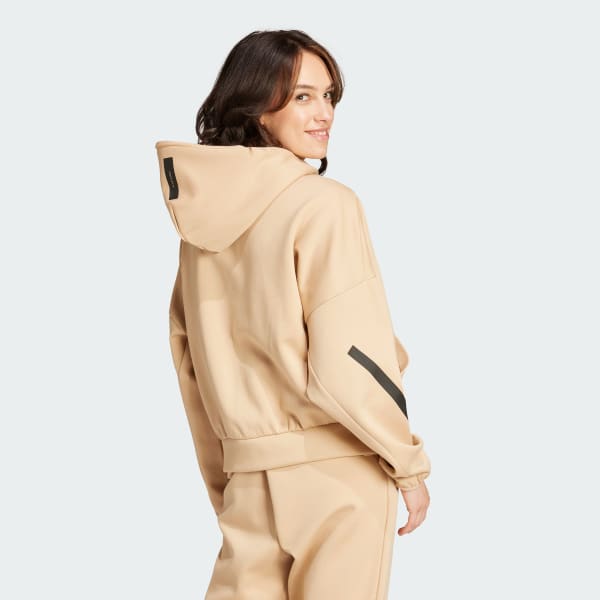 Bej adidas Z.N.E. Full-Zip Kapüşonlu Üst