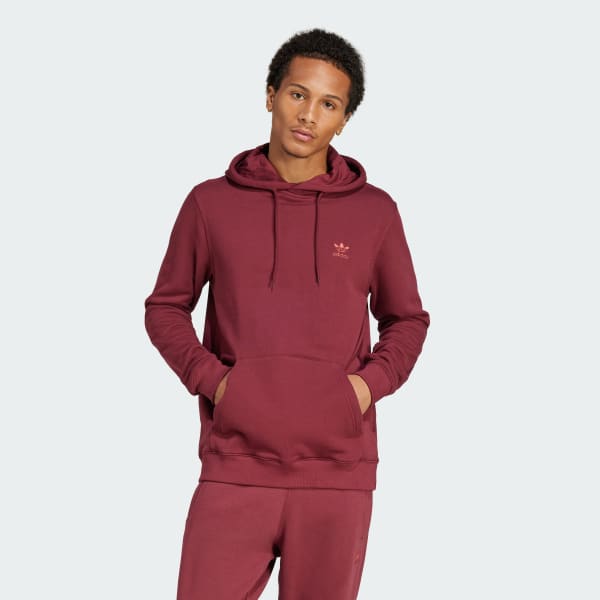 Burgundy Trefoil Essentials Hoodie French Terry