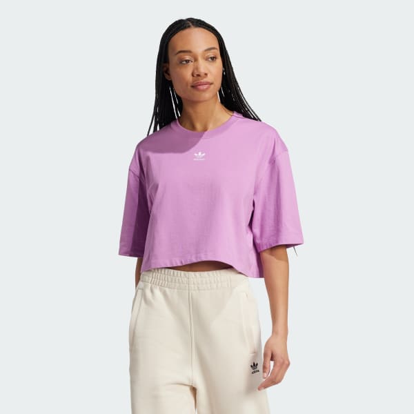 Adidas crop top purple hot sale
