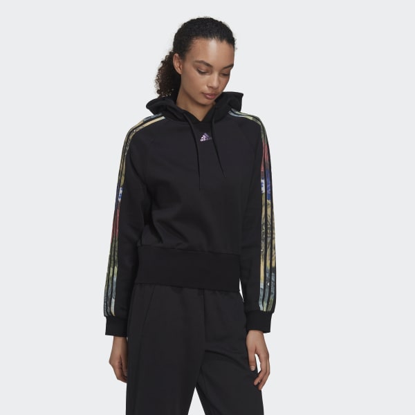 Μαύρο Allover Print Hoodie CE029