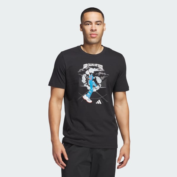 Adidas India Cricket Keep Calm and Hit Sixes Graphic Tee Black Xs Mens Cricket T Shirts