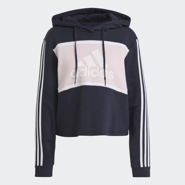 Essentials Logo Colorblock Fleece Cropped Hoodie
