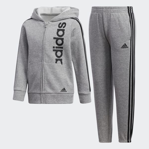 adidas Fleece Hooded Jacket Set - Grey | adidas US