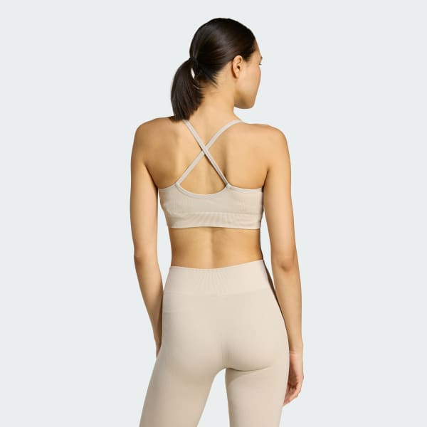 Beige Top deportivo de punto de sujeción ligera Workout Essentials