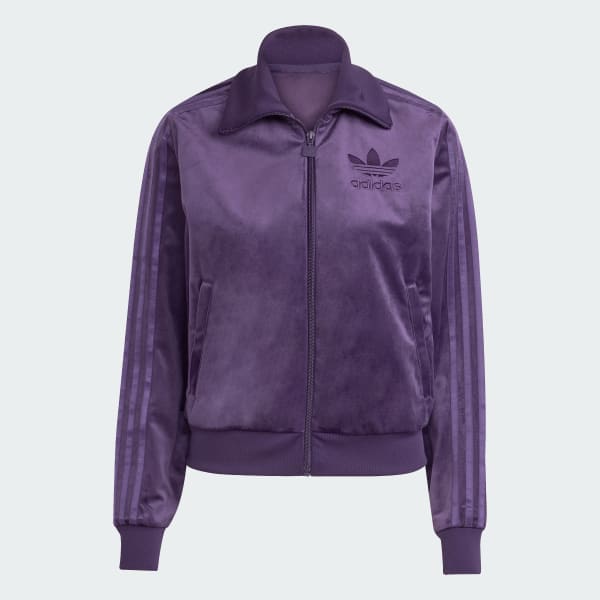 Mau-tim Áo Track Top Vải Nhung Adicolor