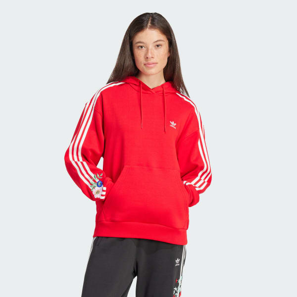 adidas Women's Lifestyle Graphics Floral Hoodie - Red adidas US