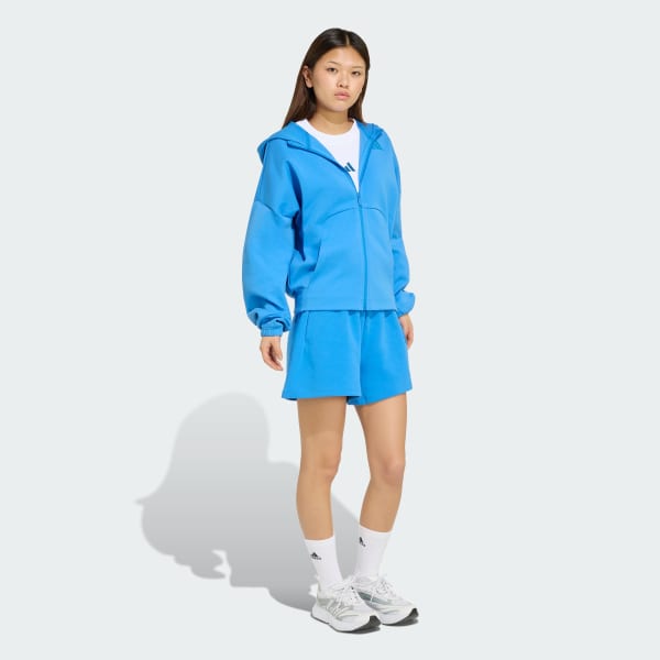 Azul Blusa Capuz Zíper Logo Pequeno Future Icons