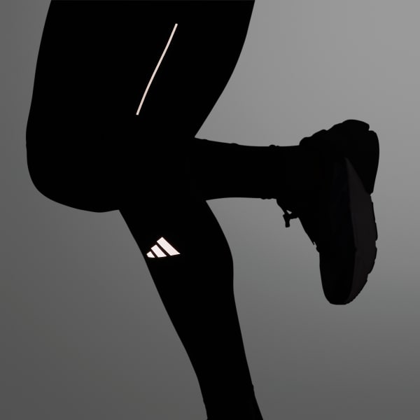 adidas Men's Own The Run Tights, Black/Reflective Silver, Small