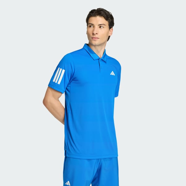 Azul Playera Polo Club de Tenis 3 Franjas