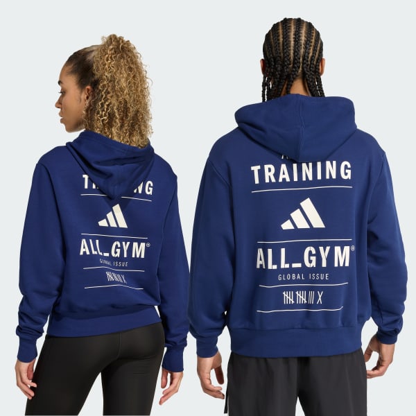 Azul Polerón con Capucha Estampado de Entrenamiento Category
