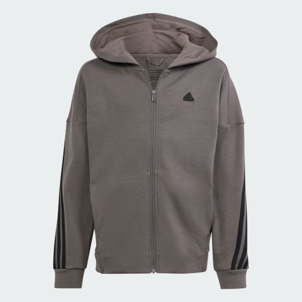 hnědá Sportovní bunda Future Icons 3-Stripes Full-Zip Hooded