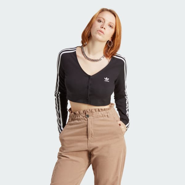 Zwart Adicolor Classics 3-Stripes Knoop Longsleeve