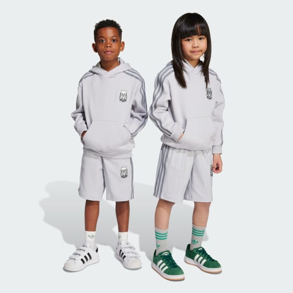 Grey adidas x Minecraft Hoodie Short Set Kids