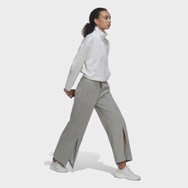 Grey AEROREADY Wide-Leg High-Rise Joggers TI258