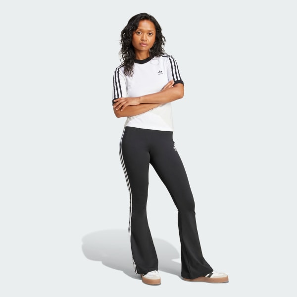 ホワイト アディカラー スリーストライプス ラグラン半袖Tシャツ