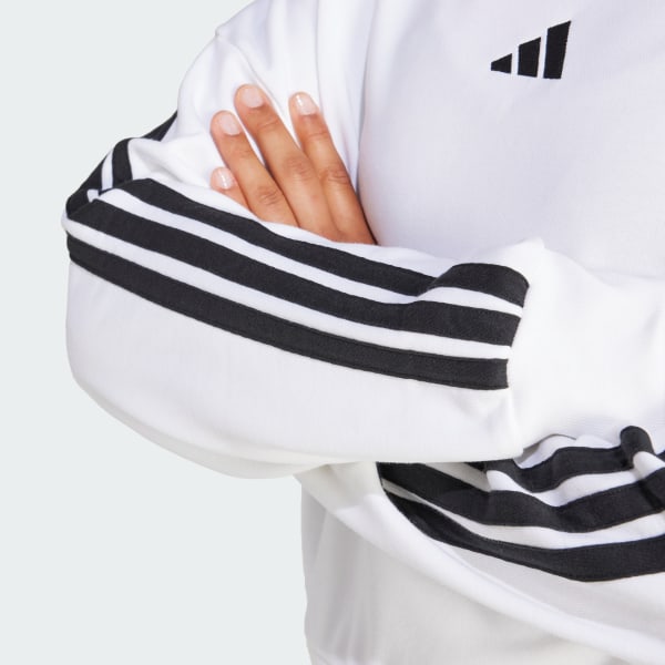 adidas Essentials 3-Stripes French Terry Sweatshirt - White adidas Essentials 3-Stripes French Terry Sweatshirt - White