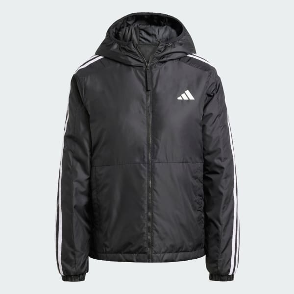 Preto Jaqueta Capuz Isolamento Essentials Três Listras