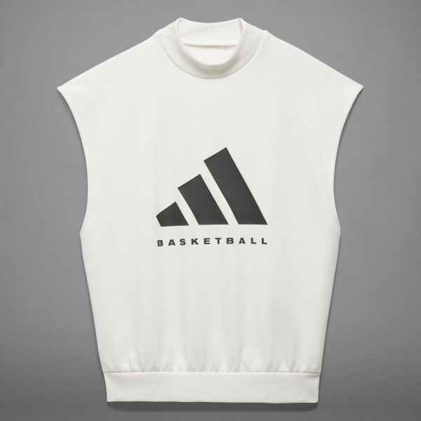 White adidas Basketball Sleeveless Sweatshirt