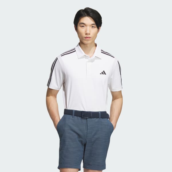 White HEAT.RDY 3-Stripe Short Sleeve Polo Shirt