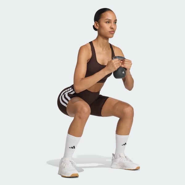 Brown Optime Essentials 3-Stripes Short Leggings