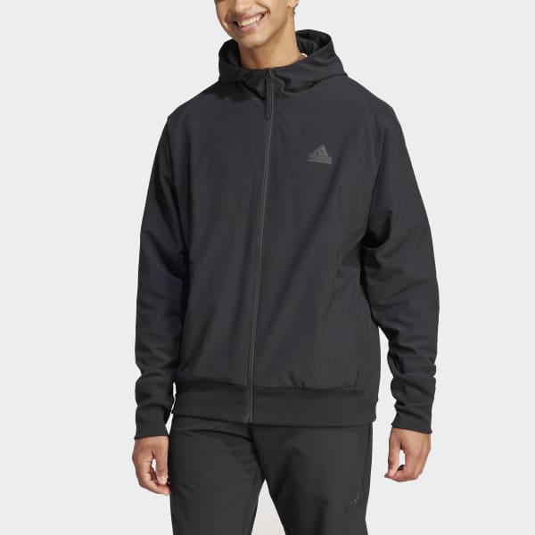 美品　adidas CLIMAPROOF フード付きセットアップ 黒 アディダス adidas CLIMAPROOF ウインドブレーカー ジャケット
