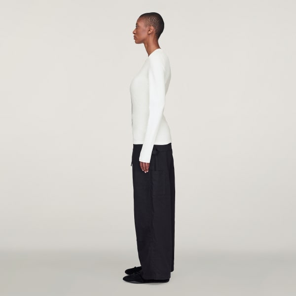 สีขาว Y-3 เสื้อยืดแขนยาวแต่งแถบ 3-Stripes