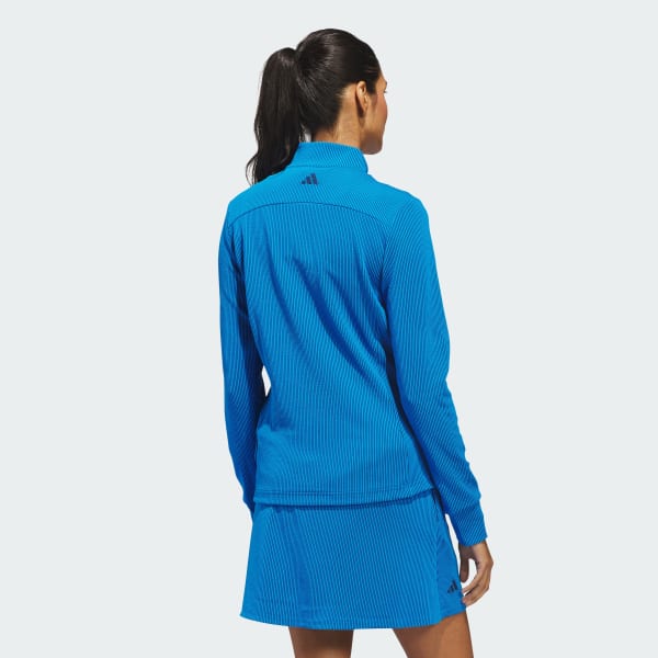 Azul Chamarra Performance Texturizada con Cierre Frontal