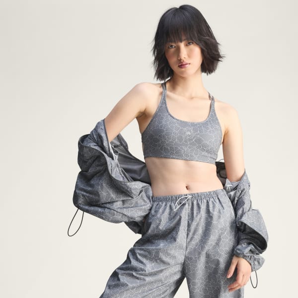 grijs adidas by Stella McCartney Bedrukte Mini Hardloopcroptop