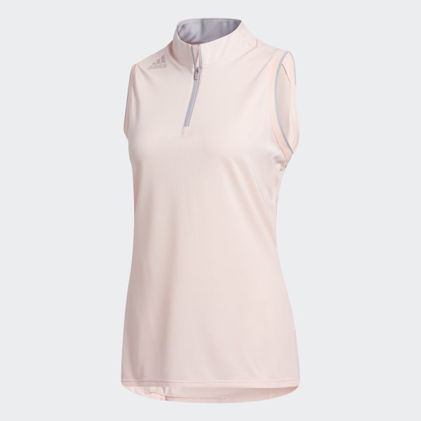 Pink Gradient Quarter-Zip Sleeveless Polo Shirt