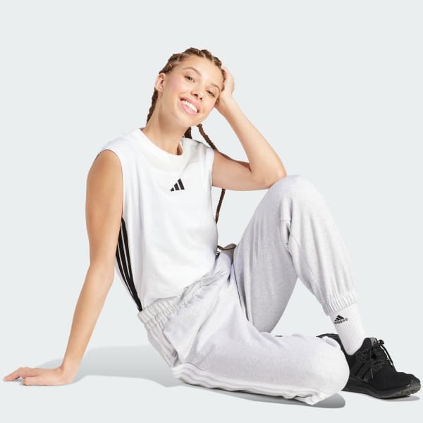 Grey Essentials 3-Stripes Fleece Loose-Fit Pants