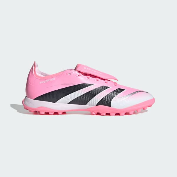 Rosa Tacos de Fútbol PREDATOR Beckham con Lengüeta Plegable para Pasto Artificial