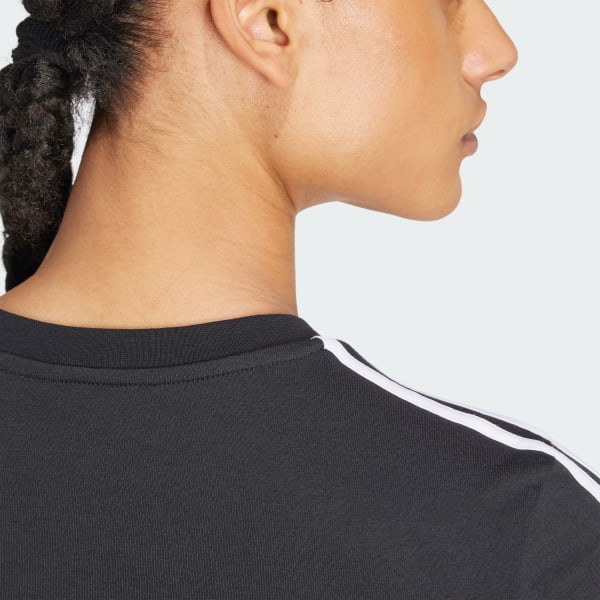 Preto Camiseta Essentials Slim 3-Stripes 28870