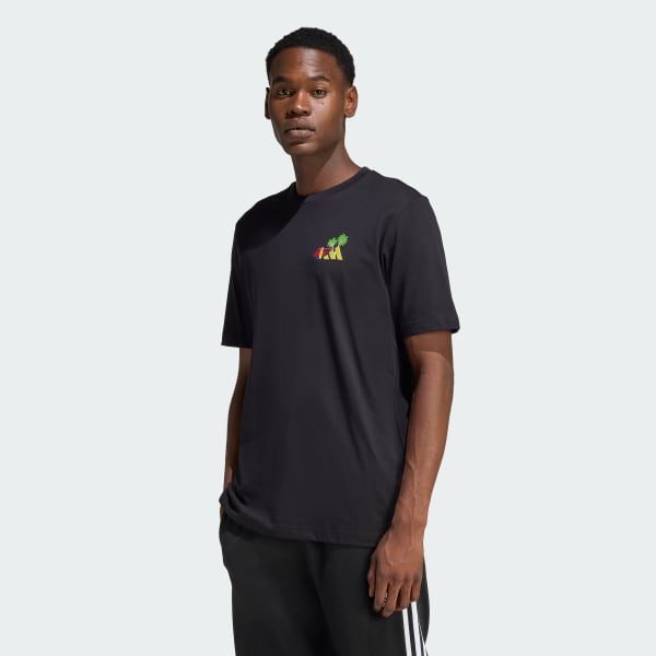 Black MINI EMBROIDERY SURFING GRAPHIC T-SHIRT