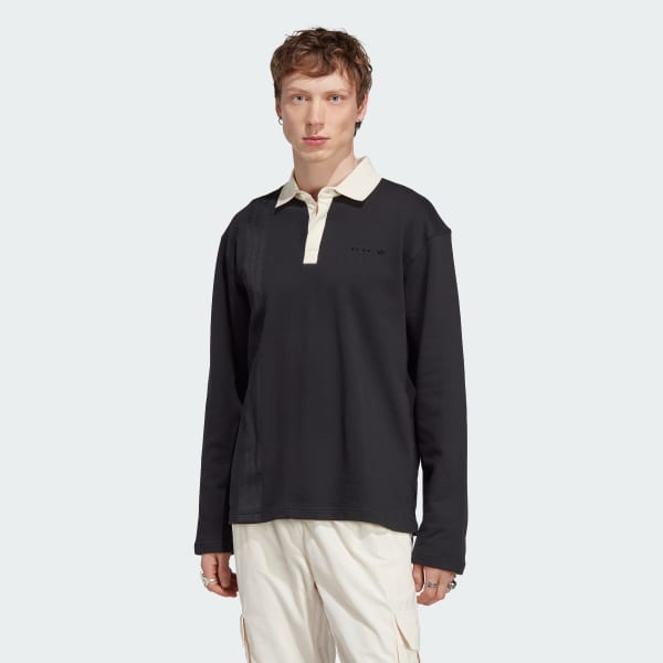 Black adidas RIFTA Metro Long Sleeve Rugby Shirt