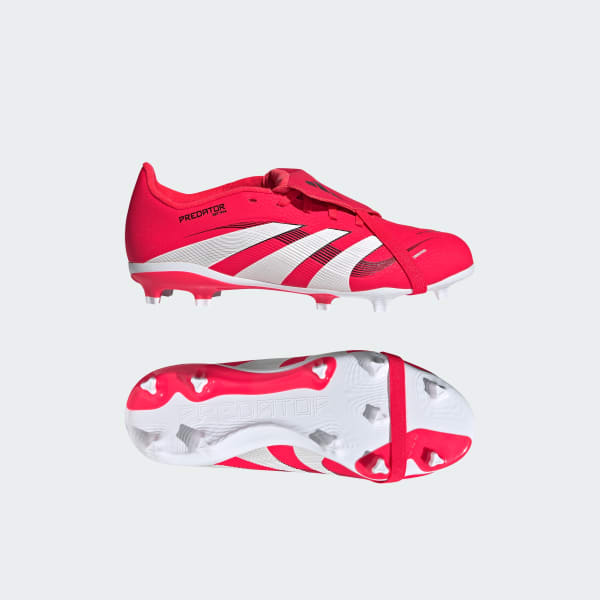 Red Predator League Fold-Over Tongue Firm Ground Boots Kids