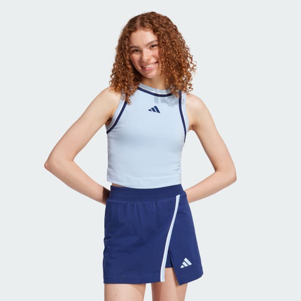 Blue Essentials Color-Pop Cotton Crop Tank Top