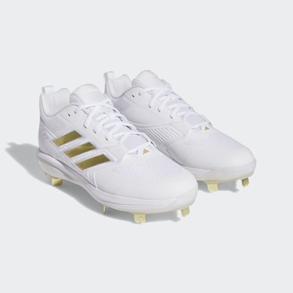 Adidas Men's Icon 4 Metal Baseball Cleats, White/Gold / 8.5